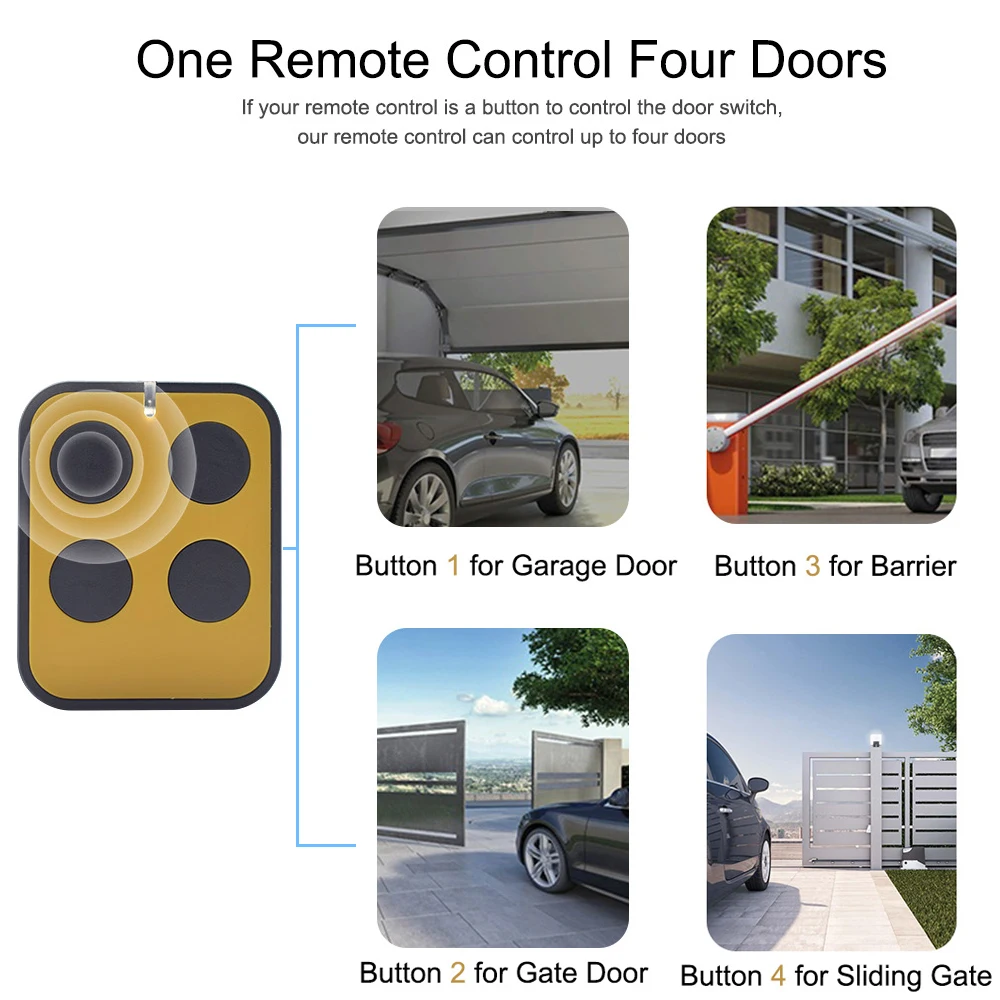 Garage Door Remote Control Multi Frequency 280-868MHz Door Opener Command Rolling Code Transmitter 433.92MHz Gate Control