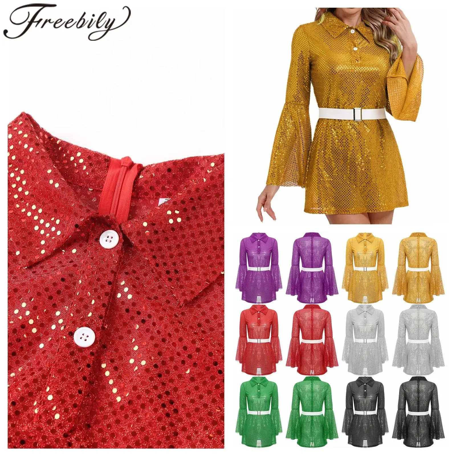 

Mini Dress Fashion Women Cocktail Rave Party Sequined Costume Disco Dress evening Nightclub Dress Music Festival Clubwear