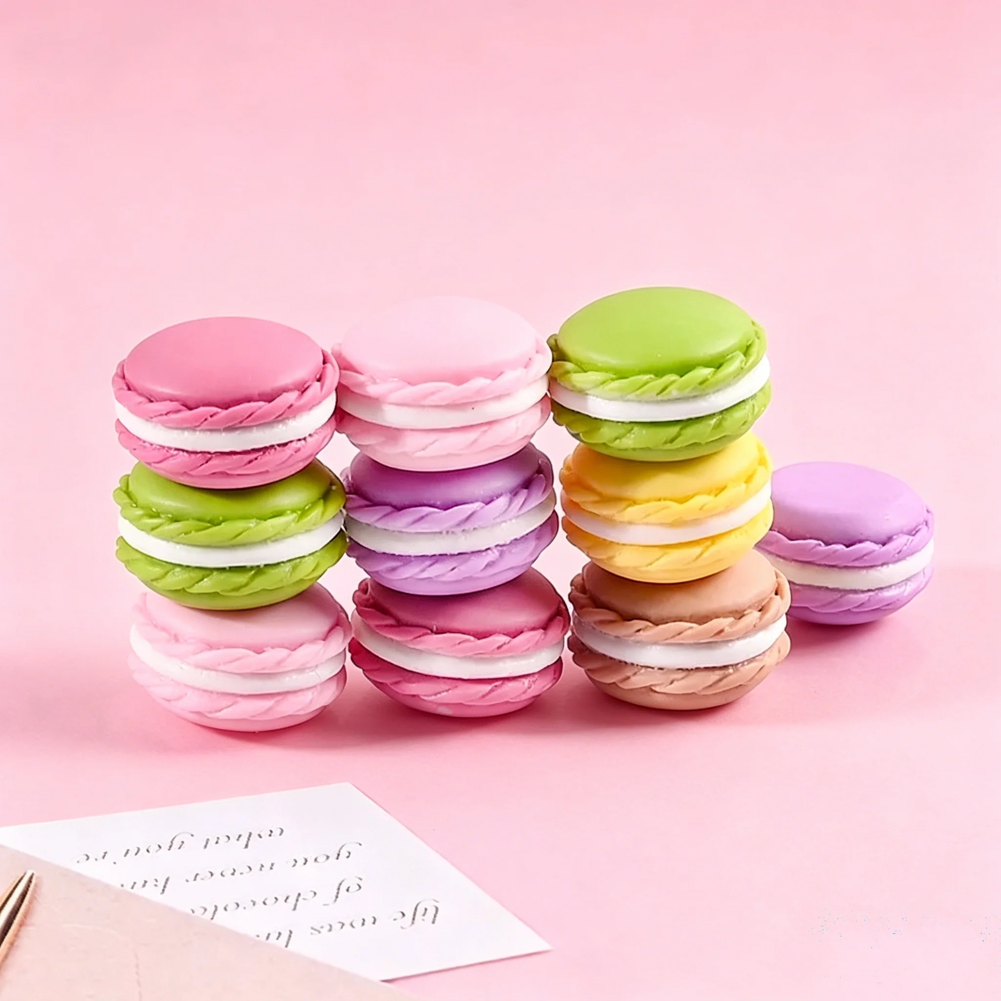 10 Piezas de Miniaturas de Macarons y Pasteles para Casa de Muñecas, Accesorios de Resina para Decoración del Hogar y Escenas de Cocina