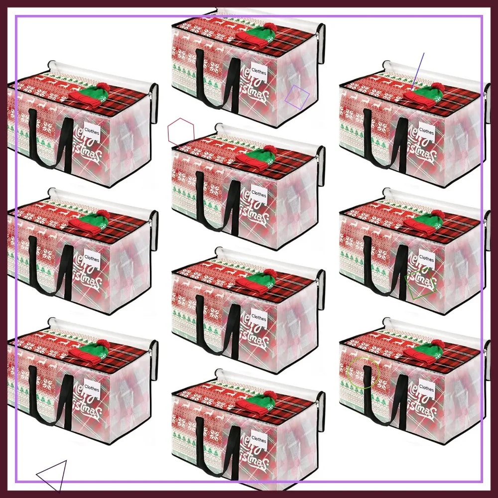 

Heavy Duty Extra Large Moving Bags, 10-Pack Clear Storage Totes with Reinforced Handles & Tag Pocket, 125L Capacity