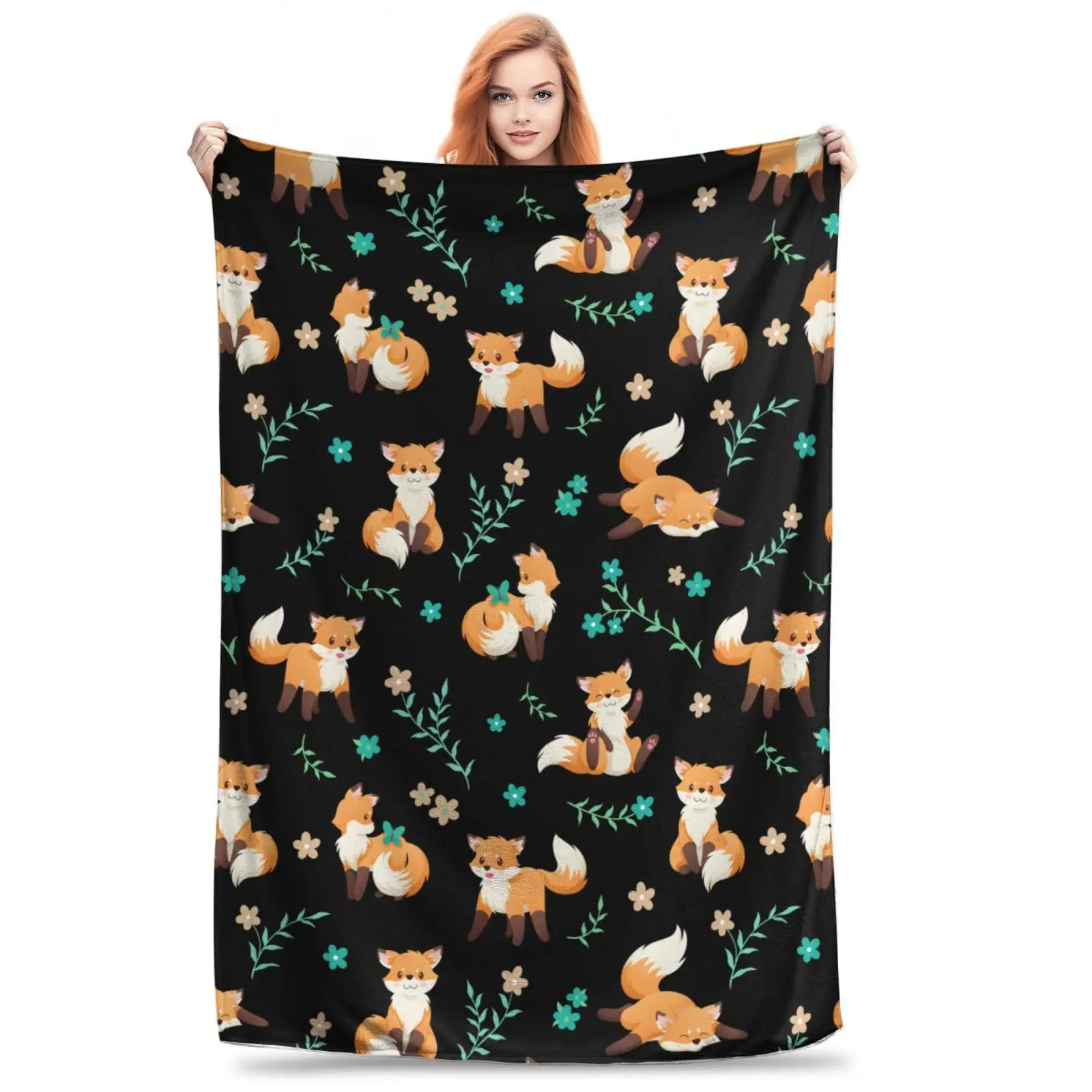 

Милое одеяло с принтом лисы для дивана-кровати, путешествий, кемпинга, гостиной, офиса, кондиционера, одеяло для всех сезонов, подарки