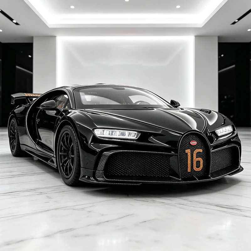 NUEVO Modelo de Auto Bugatti Chiron de Aleación a Escala 1:24, Fundido a Presión, con Sonido y Luz, para Colección