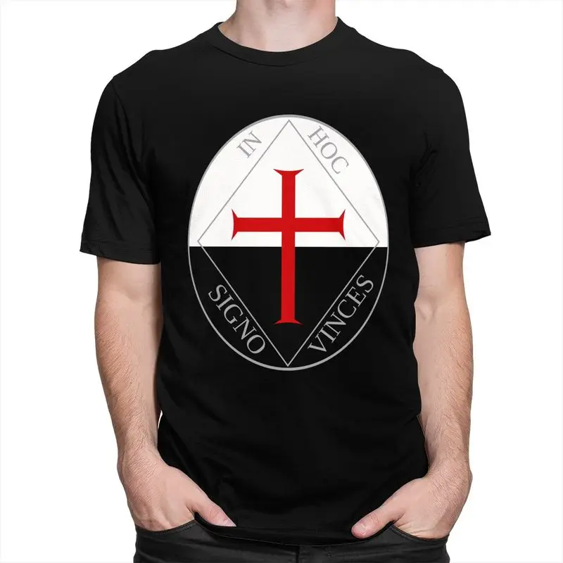 Custom Knights Templar Seal Crusades Symbol Tshirt for Men Short Sleeves T Shirt T-shirts Slim Fit Pure Cotton Tee Gift Idea