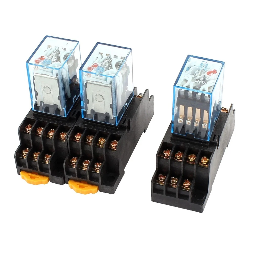2026 New  AC 110/120V 14Pin 4PDT Electromagnetic Relays Set, 3 Pcs For DIN Rail Mount In Automation & Power Systems