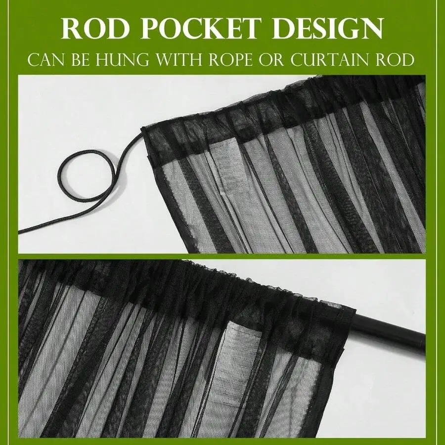 

2 Panels Outdoor Mesh Screen Curtains Lightweight Mosquito Netting For Patio Gazebo Pool Hut Black 118x98 Inches