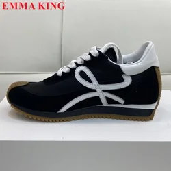 2023 New Men And Women Genuine Leather Casual Sneakers Thick Sole Platform Shoes Lace Up Walking Sports Designer Ladies Shoes