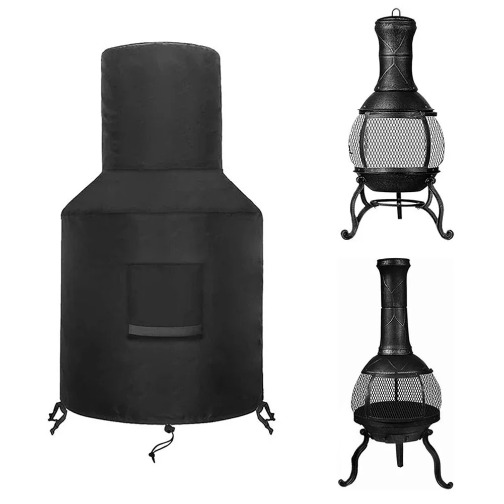 48 Inche Height Protective Cover Chiminea Cover 2pcs 420D Polyester All Round Protection Frost Snow Prevention