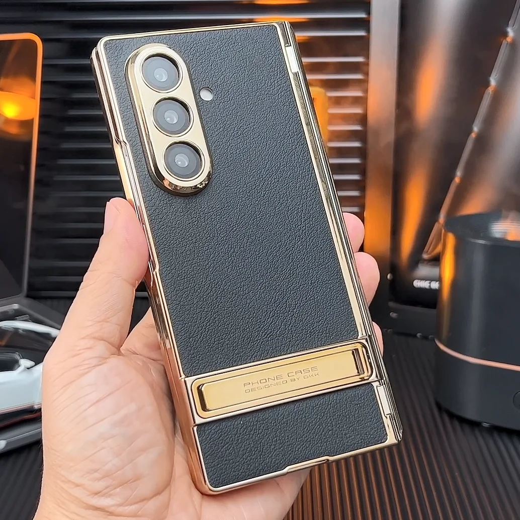 

Чехол для Samsung Galaxy Z Fold 7, простой кожаный чехол с магнитным шарниром, защитный чехол-подставка из стекла для Galaxy Z Fold7, чехол