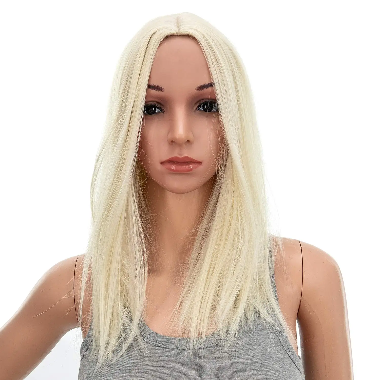 Short Straight Middle Part Hair Wig Medium Length Synthetic Heat Resistant Wigs for Women