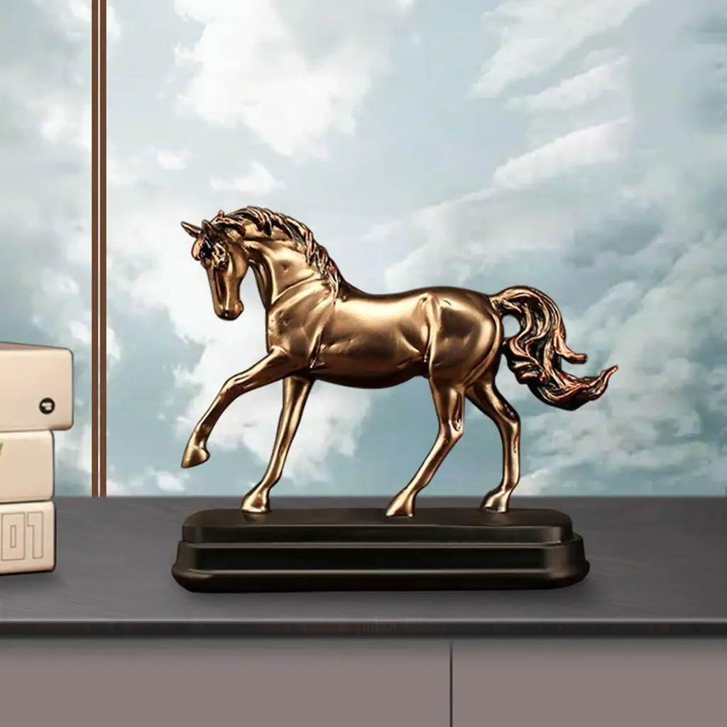 Bronze Horse Statue Resin Figurine Sculpture Handcrafted for Home Decor