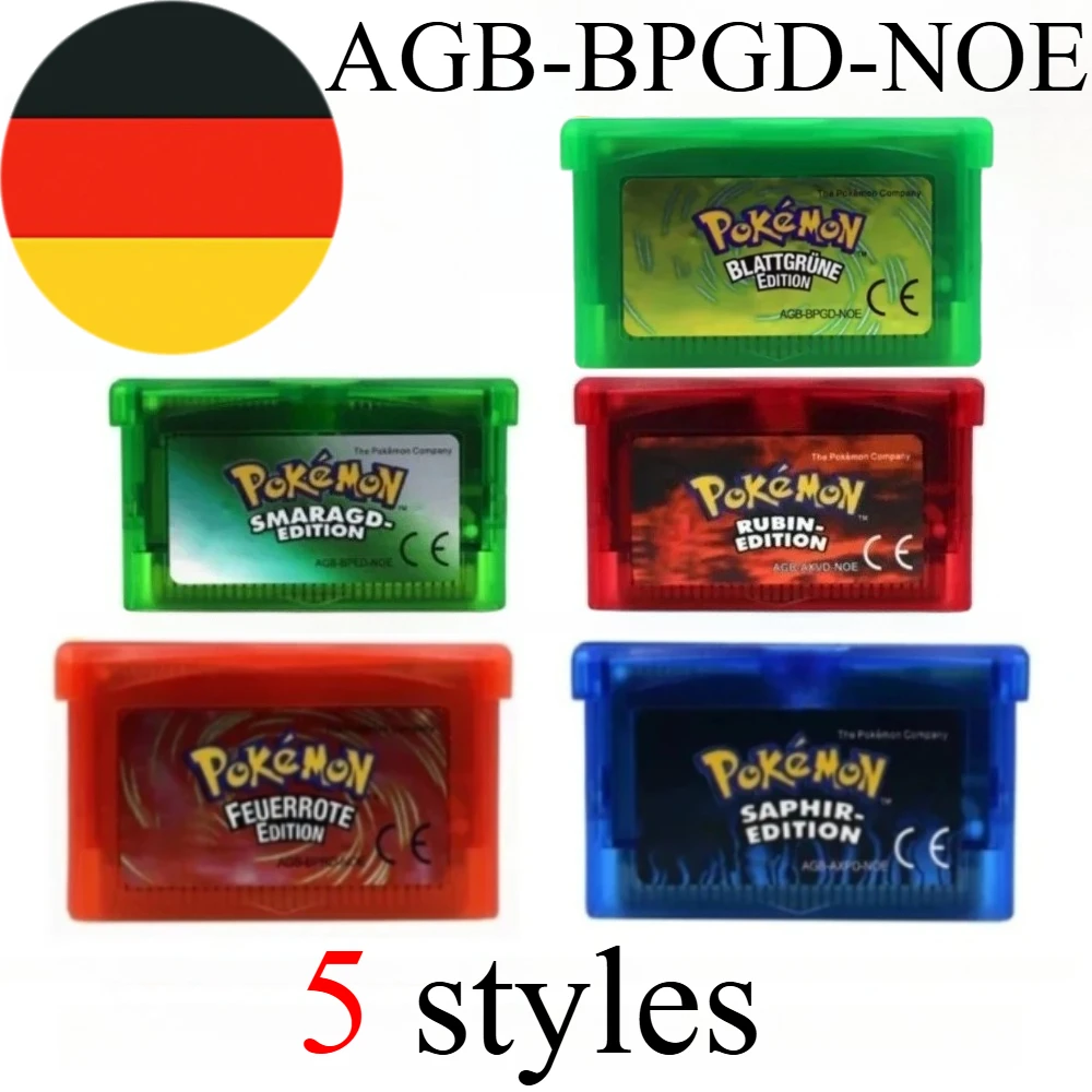 

Deutsch GBA Game Germany Pokemon Series 32 Bit Video Game Cartridge Console Card Pokemon Emerald FireRed Ruby LeafGreen Sapphire