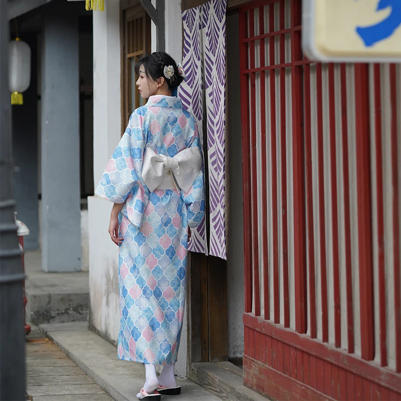 Damskie japońskie Kimono w stylu Retro tradycyjne formalne szlafrok Yukata przebranie na karnawał odzież do zdjęć wykonywanie sukni