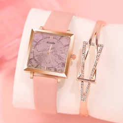 reloj mujer Fashion Square Watch for Women Casual Leather Strap Quartz Wrist Watch Ladies Gold Bracelet Watches zegarek damski