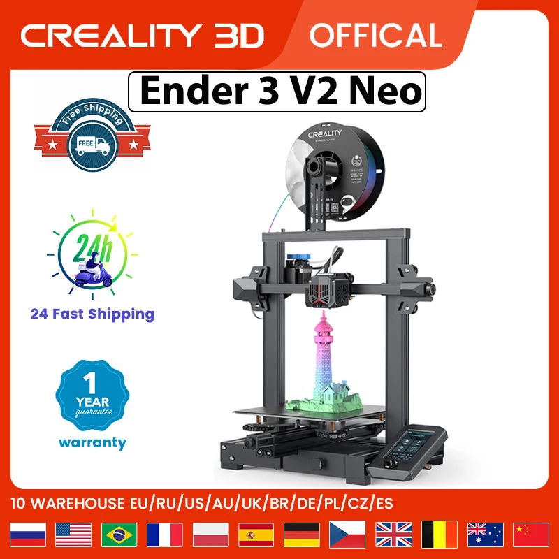 

3D-принтер Creality Ender-3 V2 Neo, 32-битная Бесшумная материнская плата CR-Touch, автоматическое выравнивание, полностью Металлическая экструзия, возобновление печати