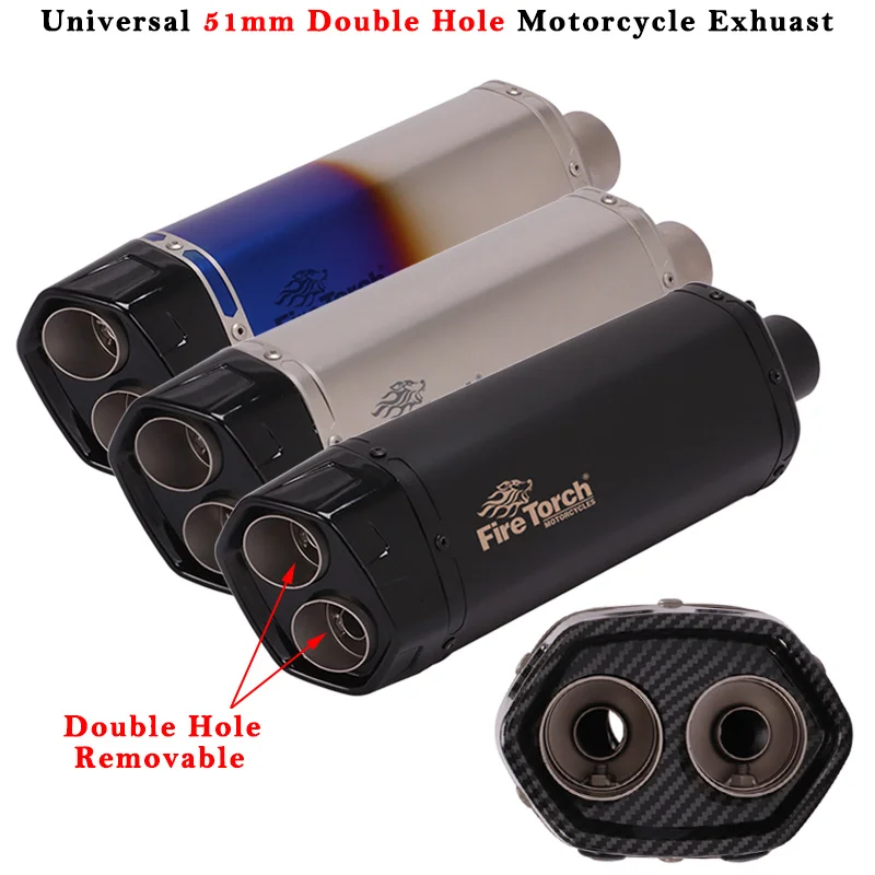 

Universal 51mm Motorcycle Exhaust Modified Escaps System Double Hole DB Killer Muffler For KTM 690 CBR500 GSX S750 Z900 ZT125 G