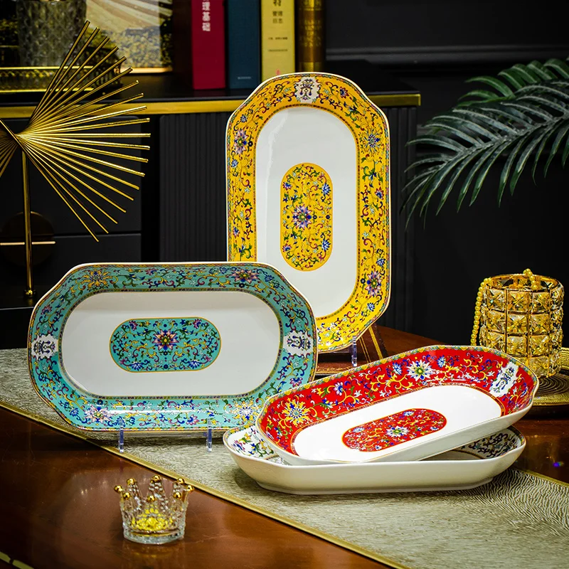 Conjuntos de Louça de Luxo em Porcelana Bone China, Presente de Natal para Cozinha, Conjunto de Pratos de Porcelana para Convidados, Louça para Casamento e Festas, Jogo de Jantar