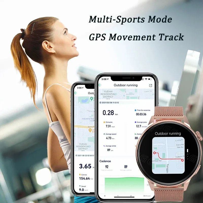 2024 NFC Smart Watch Men Waterproof GPS Smartwatch Movement Track Women Wireless Charging ECG GPS Watches AI Voice Assistant