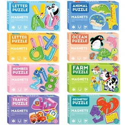 Magnetic Cognitive Matching Puzzle Letters Numbers Animal Vehicle Refrigerator Sticker Educational Toys For Children Kids