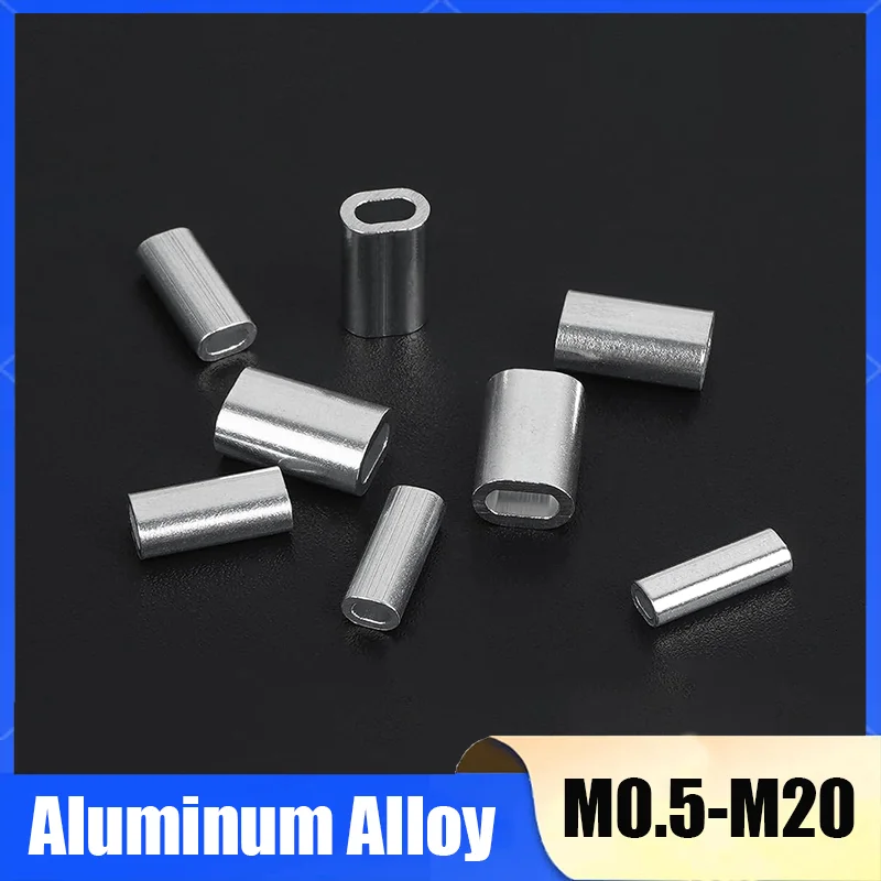 Aluminum Wire Rope Crimp Fixed Sleeve Fixing Clip Oval Wire Ferrules Cord Lock Aluminum Cable Stopper Crimp Rope Hardware