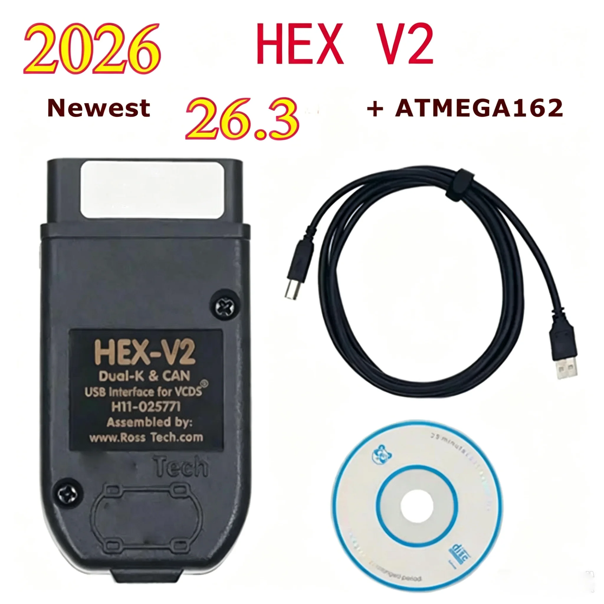 2026 Newest OBD2 Diagnostic VAG Scanner Tool Cable HEX V2 Wesheu VCDS 26.3 VCDS VAG COM 24.7 For Audi SKODA VW