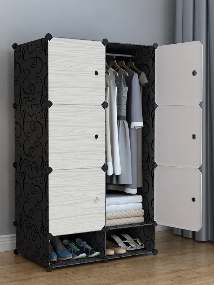 

Simple Wardrobe Assembly Solid Wood Wardrobe Combination Storage Fabric Steel Frame Storage Simple, Modern and Economical