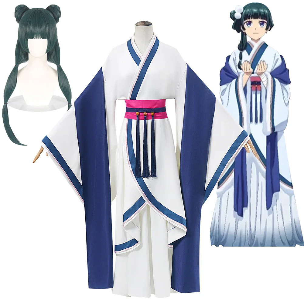 

Косплей Маомао, косплей, фэнтезийная одежда, парики, белые, синие костюмы, 2025 г., аниме, аптекарь, дневник 2, костюм, маскировка, женская ролевая игра, вечерние