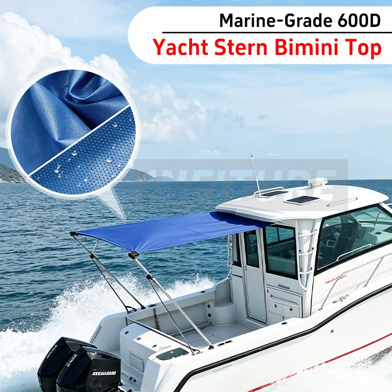 600D NO Stand Boat Stern Shade Extension Canopy Sunshade Cover UV Protection Water Resistant Boat Shade Top Marine Accessories