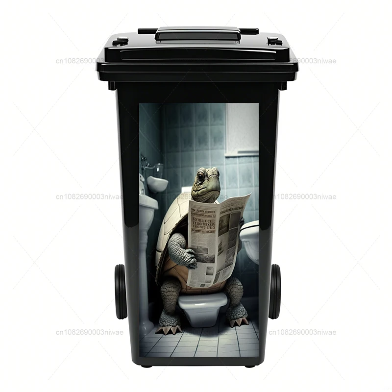 Animals reading newspapers, outdoor trash can stickers, decorative murals, PVC waterproof and oil proof stickers