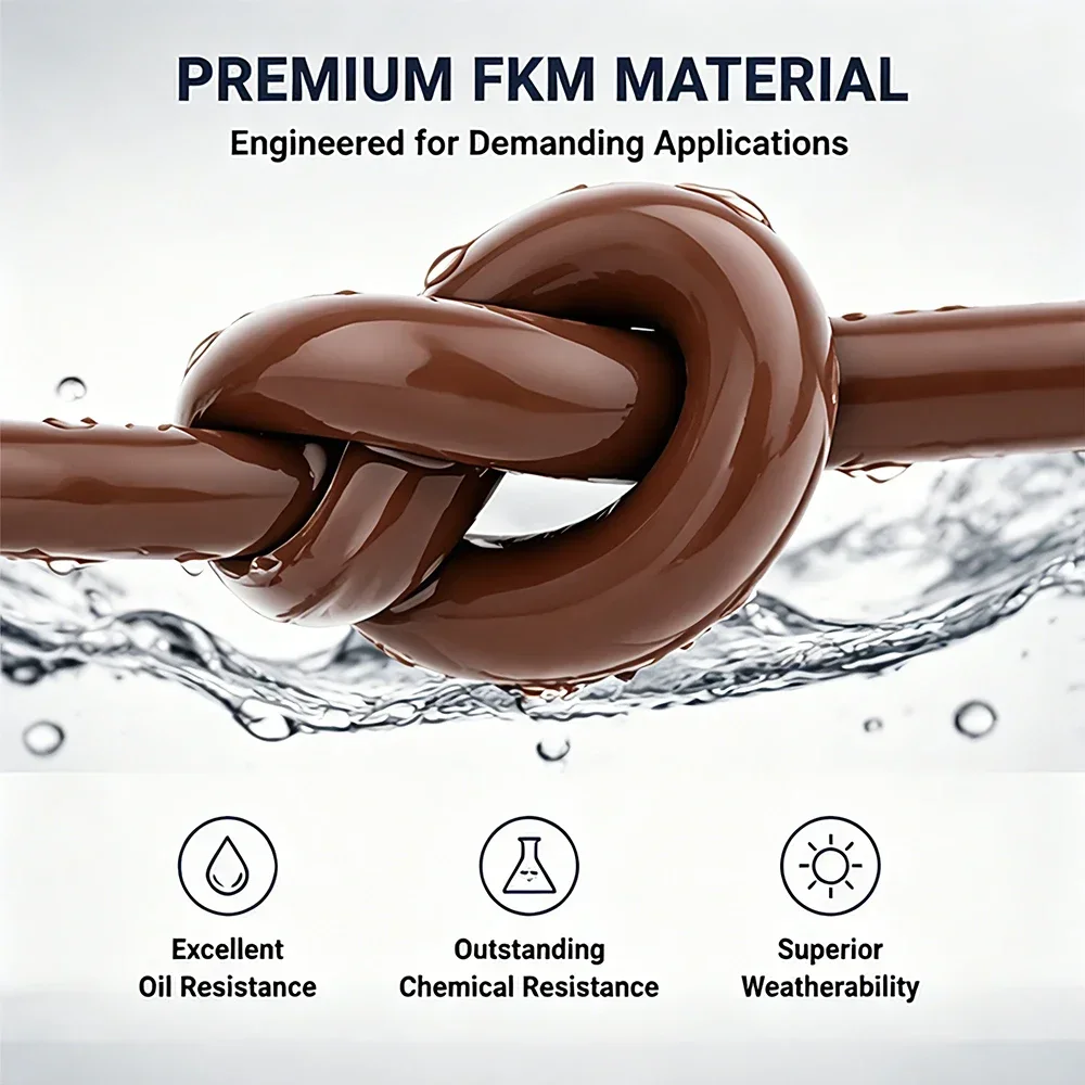 Brown FKM Vitons Solid Round Sealing Cord Dia1.5-8mm 5/10/20M Oil Resistant Rubber Seal Strip for Auto Industrial Gasket Strips