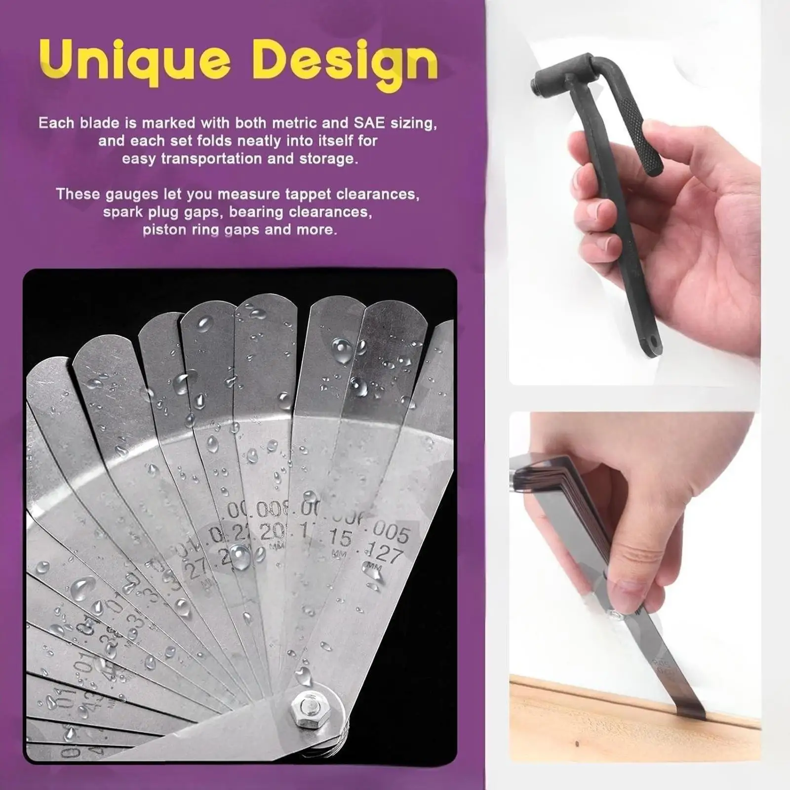 Feeler Gauge Set Metric Double Marked Spark Plug Measuring Tool Foldable Portability Versatile Application Suitable for Aut