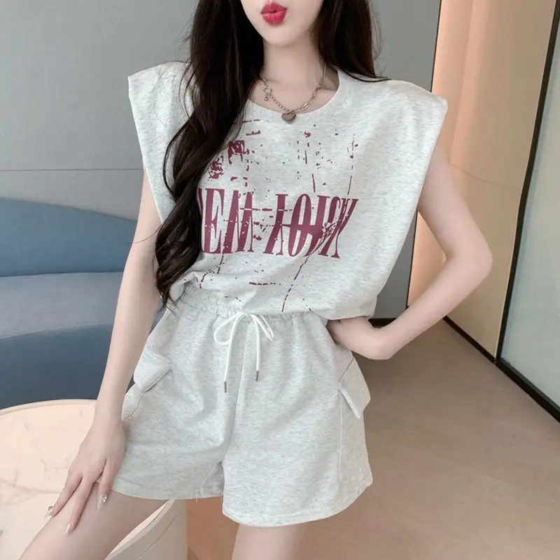 Summer Fashion Workwear Shorts Set Casual Running Loose Two-Piece Set New 2026 round Neck Short Sleeve Student School Uniform... view 3