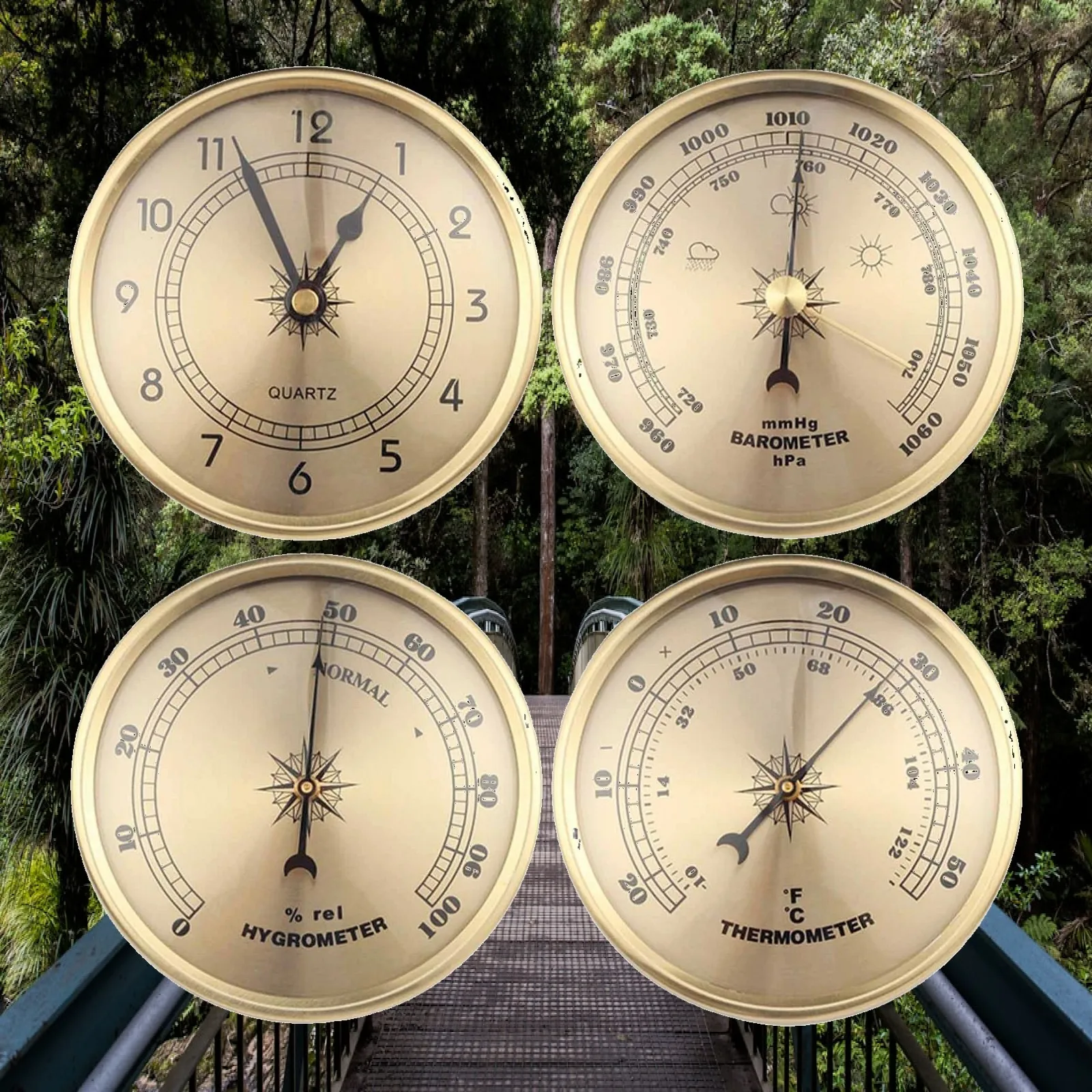 Garden Weather Station - ชุดสถานีตรวจอากาศแบบพกพาอเนกประสงค์ บารอมิเตอร์ เทอร์โมมิเตอร์ ไฮโกรมิเตอร์ สำหรับการตรวจสอบภายในบ้าน ภายนอกบ้าน