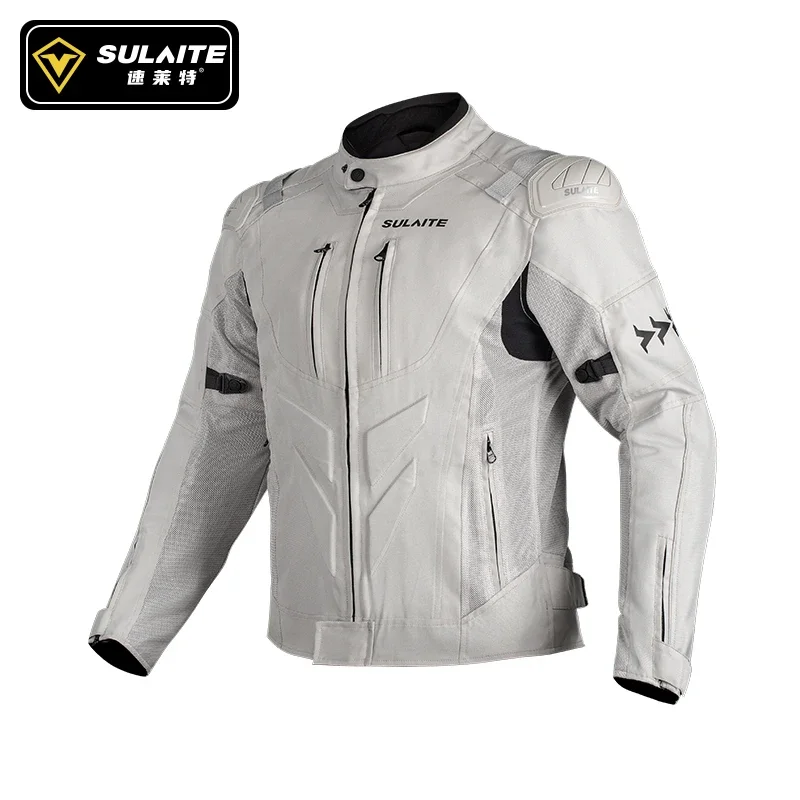 Sulaite Men'S  Motorcycle Jacket Summer Mesh Breatheable Motocross Rally Road Suit Anti-Fall Wear-resistant Motorbike Jacket