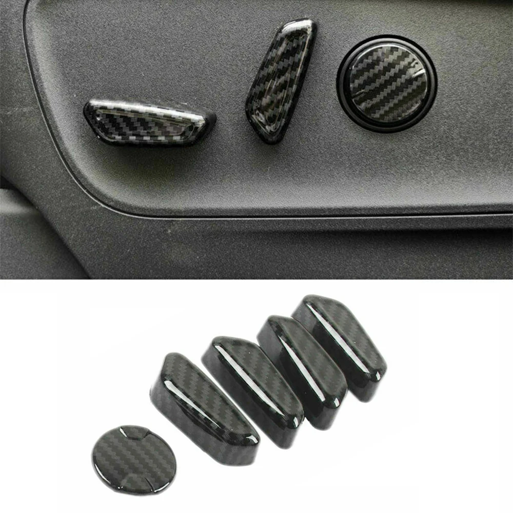 

Carbon Fiber Car Seat Adjustment Button Switch Cover Knob Trim For Ford Escape Kuga 2020-2021 Accessories