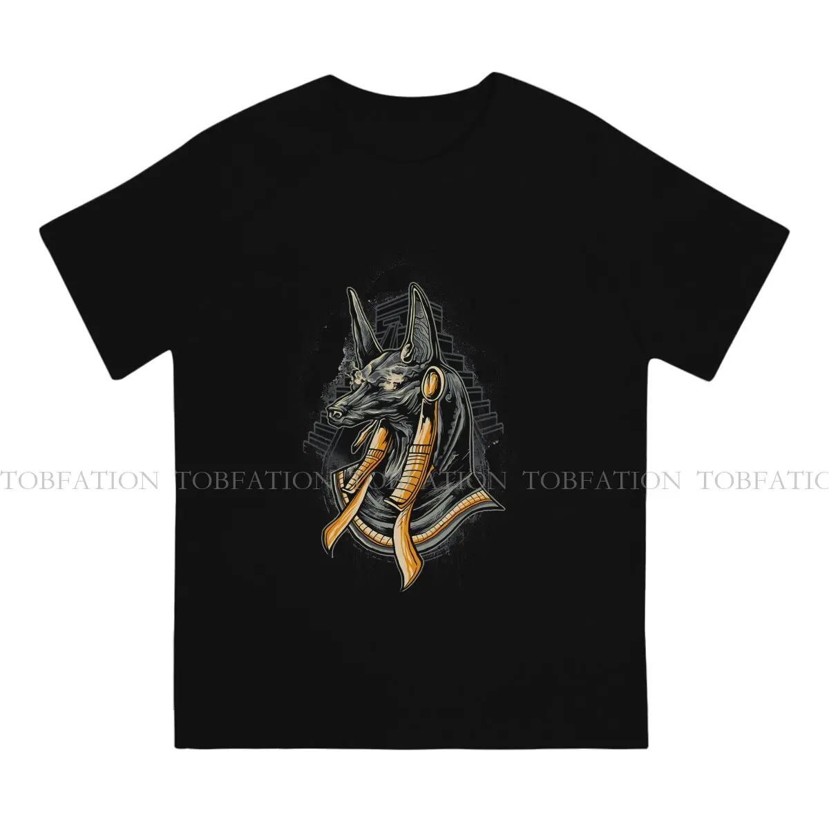 Anubis Illustration O Neck TShirt Eye of Horus Egyptian Fabric Original T Shirt Men Clothes Individuality Oversized