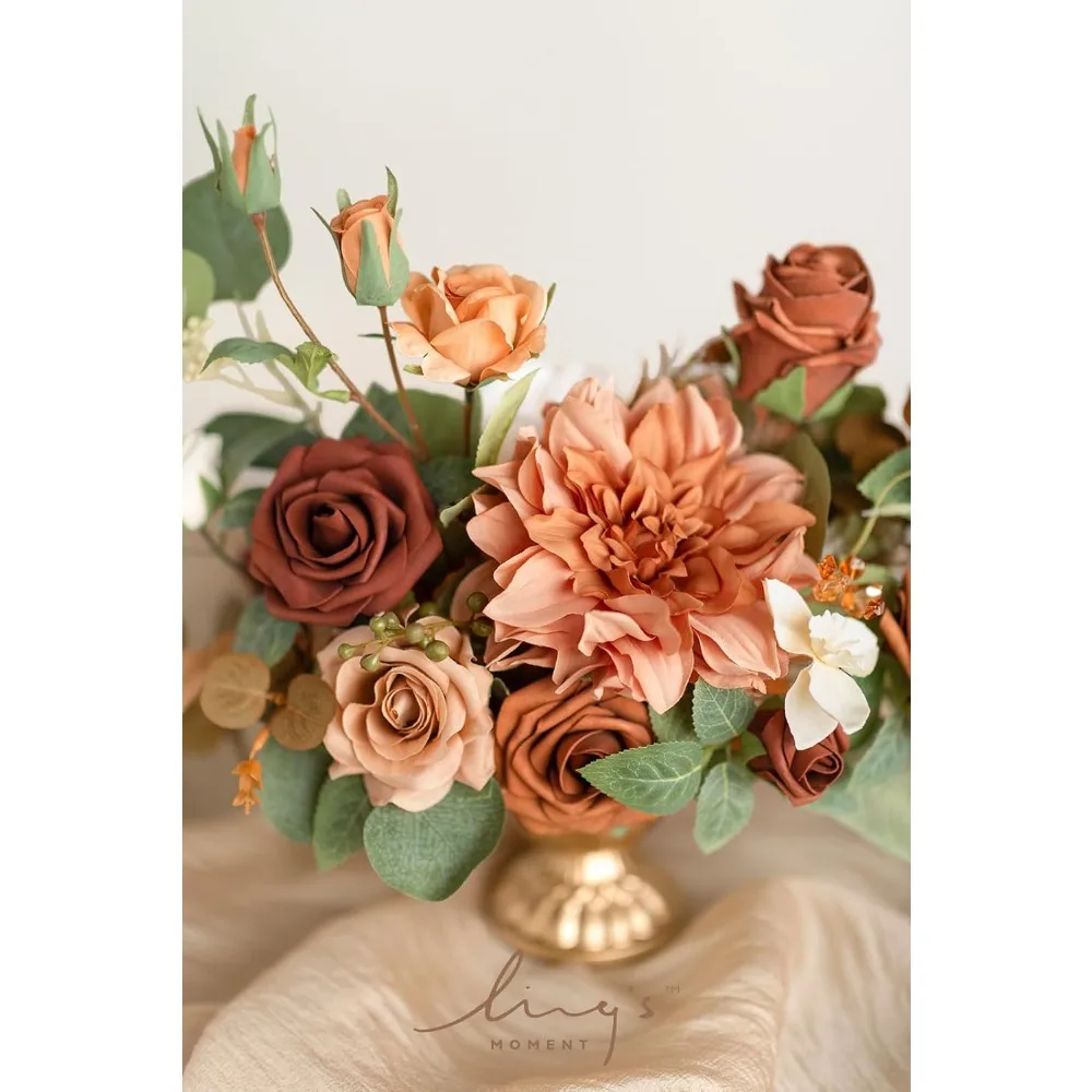 moment Künstliche Terrakotta-Blumen mit Vase, Hochzeit, Tischdekoration, Blumenstrauß, Herzstück, Blumentopf für Zeremonienempfang