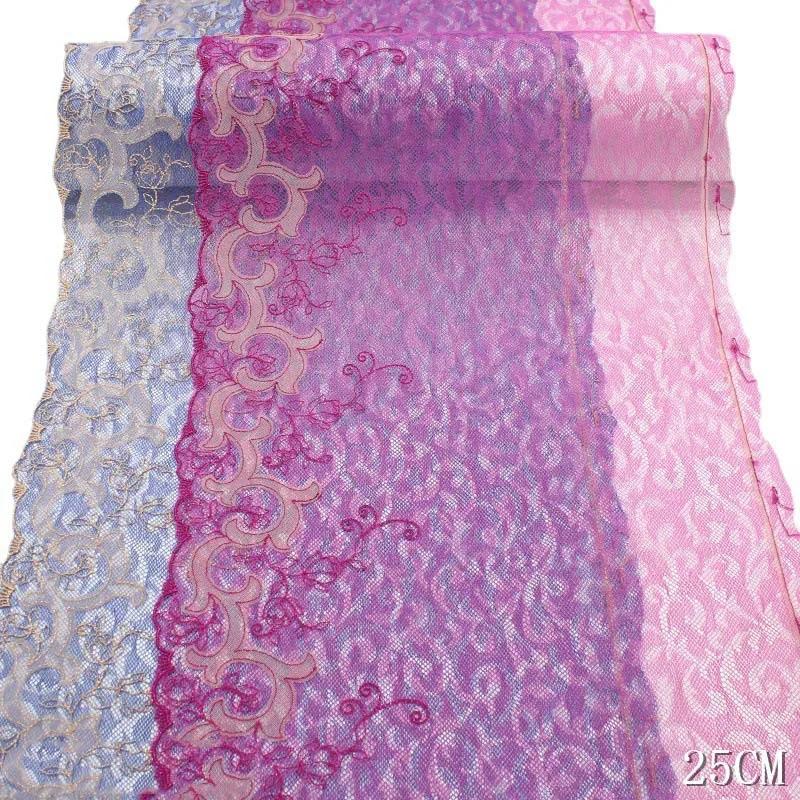 

32Yards Floral Embroidered Lace Fabric Pink Blue Mesh Bra Wedding Dress Sewing Trimmings Home Textiles DIY Craft