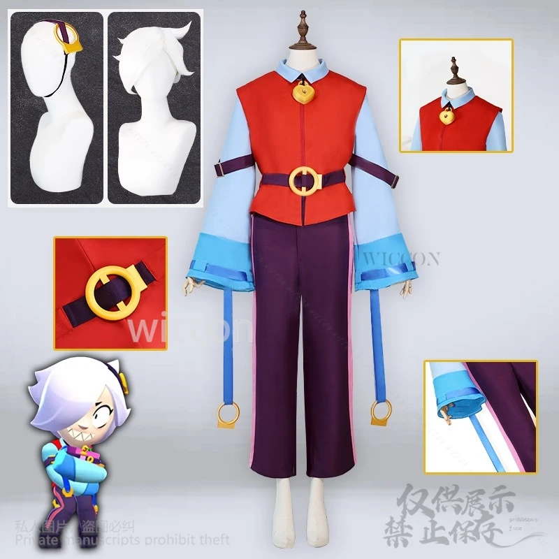 

Collede Comic Con Game Star Costume Cutecore Cartoon Uniform Red Blue Top Pants Wig Headwear Props ブロスcos タ Customized Jirai Kei