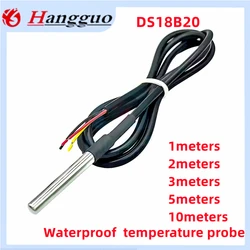 5PCS/Lot DS18B20 stainless steel package 1meters to 10m waterproof temperature probe sensor 18B20 1M 2M 3M 5M 10M