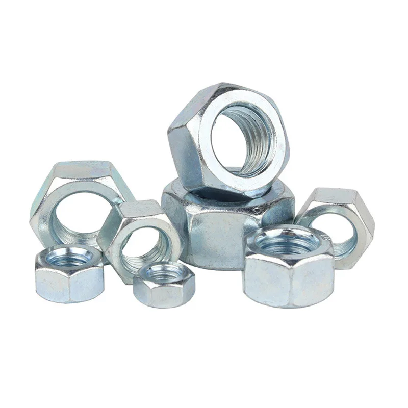 10pcs M3 Carbon Steel Hex Nut Screw Caps Bolt Caps White Zinc Plated Iron Hexagon Nuts