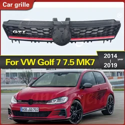 Front Racing Grille Fit for Volkswagen Golf 7 7.5 MK7 Modified Gti Style 2014 2015 2016 2019 ABS Center Grill Honeycomb Meshed