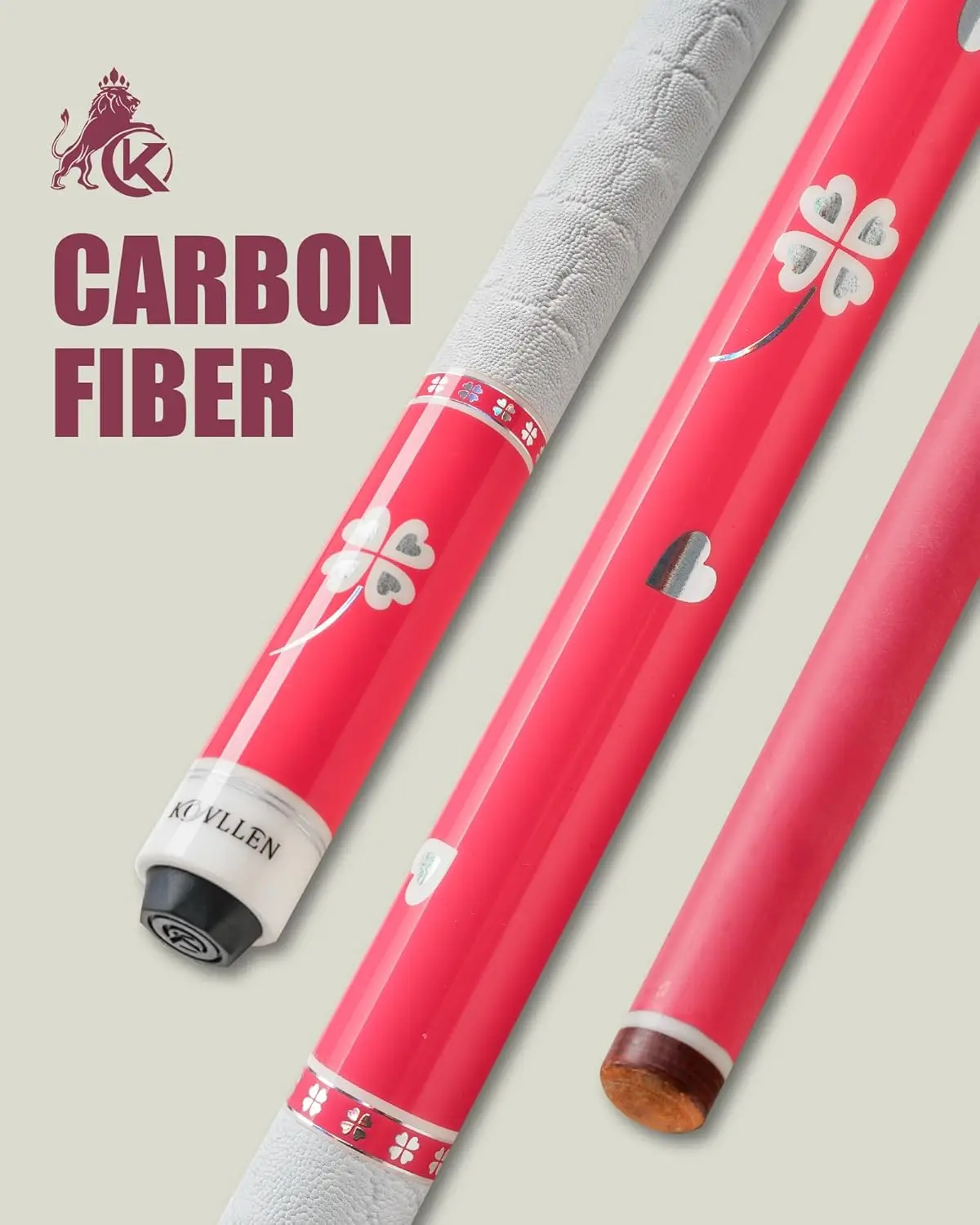 KONLLEN Carbon Fiber Pool Cue Stick Professional Pool Sticks Low Deflection for Adult Ultra-Smooth Billiard Cues with 12.5mm Tip