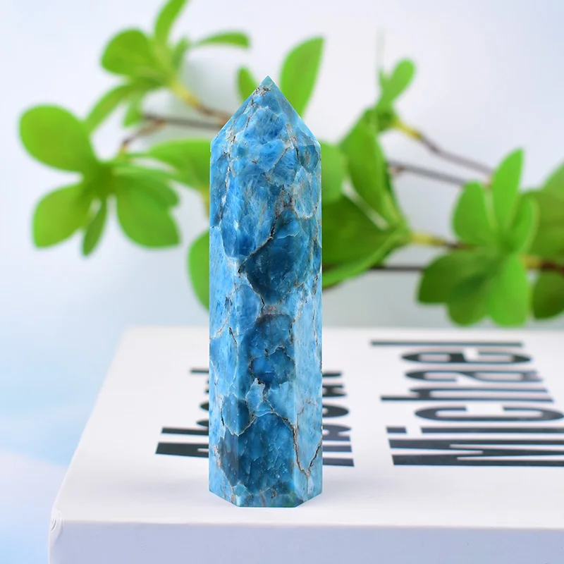 1Pc 50-80mm Natural Blue Apatite Polished Crystal Point Healing Obelisk Quartz Wand Beautiful Ornament For Home Decoration