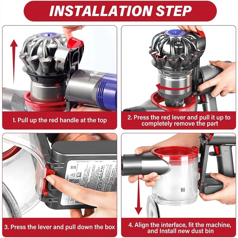 N95R Replacement Accessories Set For Dyson V7 V8 SV10 SV11 Vacuum Cleaner- Bottom Bin Cover& Pre-Post Filter Parts