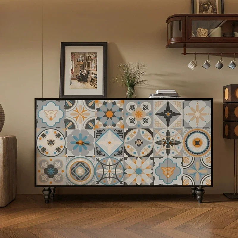 cabinet, integrated storage cabinet against the wall 2025 new European style, retro entrance cabinet, facing the door at home