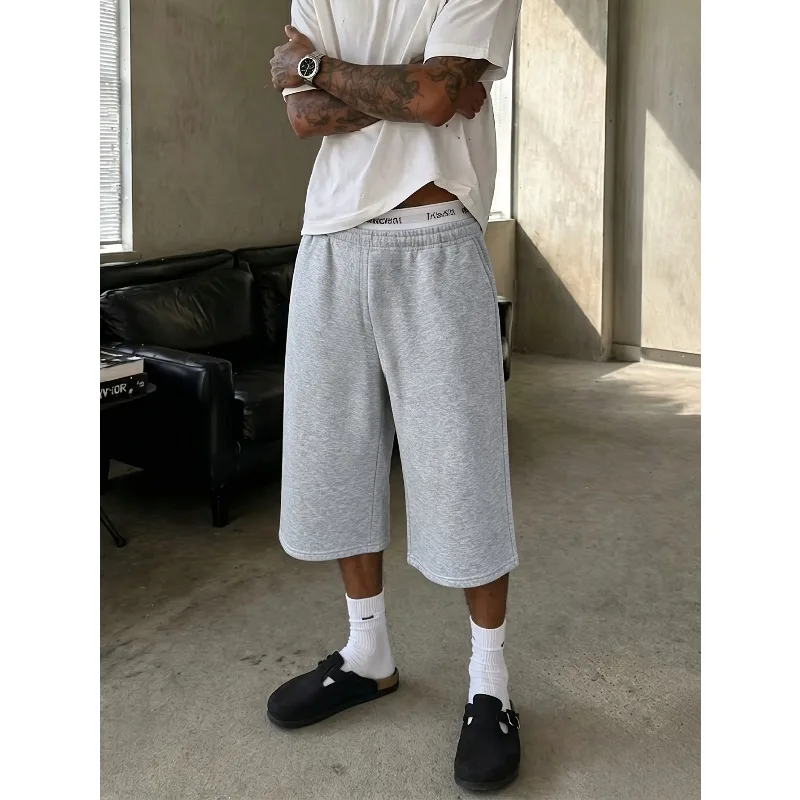 Men'S Casual Shorts, Loose-Fitting Bermuda Shorts, American Vintage Style, Available in Black