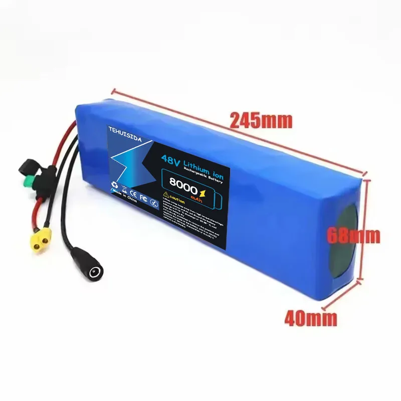 Paquete De Batería De Iones Litio 13S2P 48V 8000mAh 8Ah Con BMS De 250W 350W 500W 750W 1000W Comes with Free Fuses