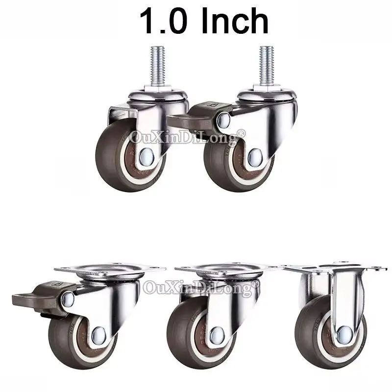 HOT 4PCS 1inches Universal/Directional Furniture Casters Rubber Mute Castors Roller Wheels with Brake/No Brake Loading 60KG/4PCS