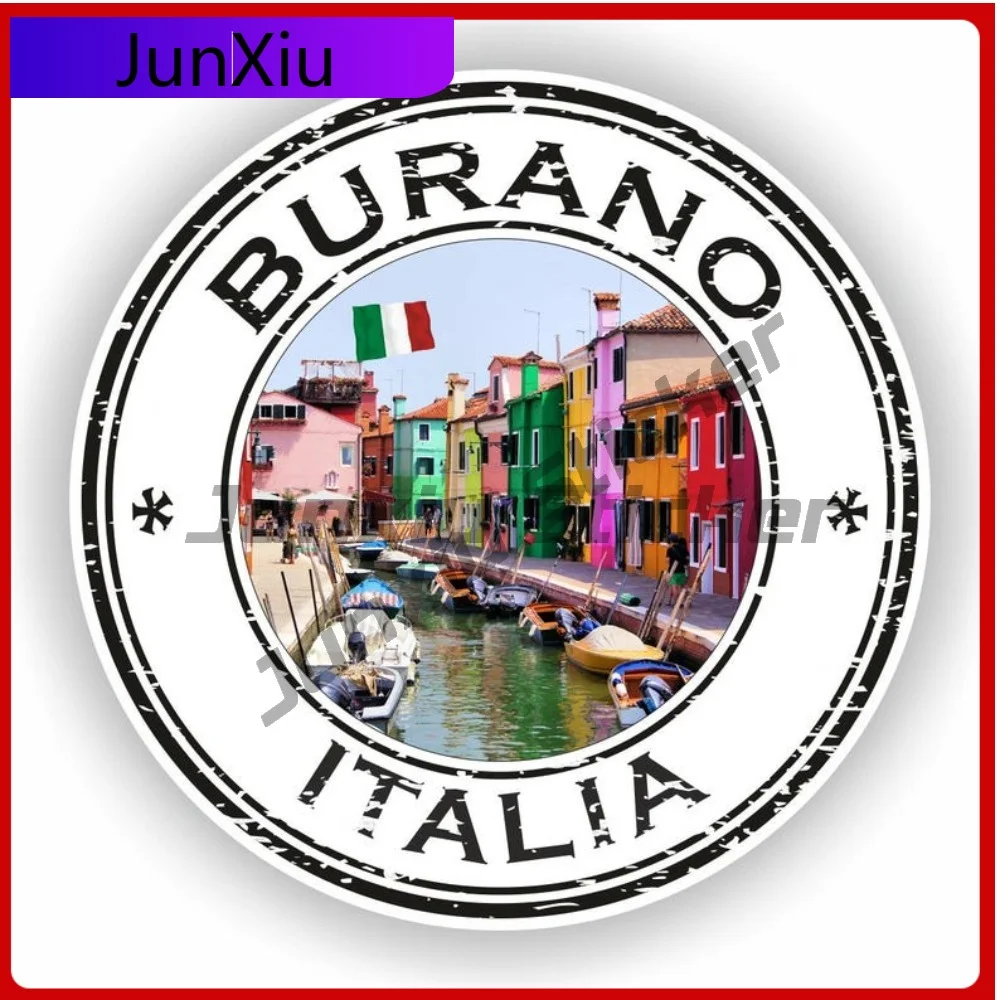 

Burano Italy Italia Seal Sticker Round Flag Vinyl Decal Waterproof Exterior Decoration for Motorcycle SUV Rear Windshield