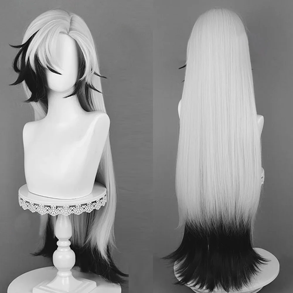 Honkai Star Rail Boothill Wig Synthetic Long Straight Ombre Grey White Black Galaxy Ranger Game Cosplay Wig for Daily Party